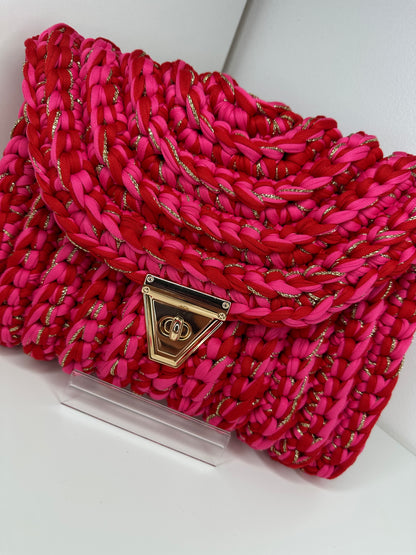 Sac Sanae bicolore rose/rouge