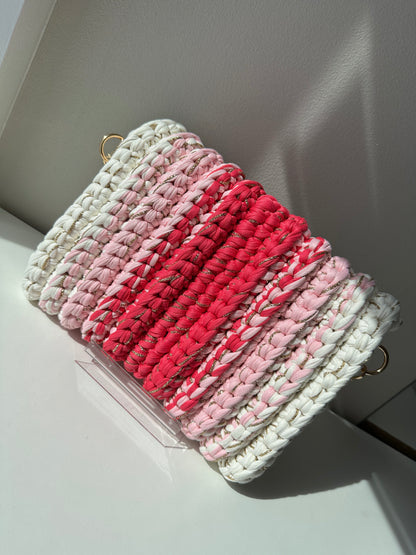 Sac Sanae tricolore blanc laiteux/rose/fushia